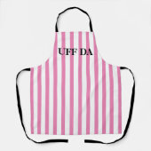Roze gestripte Uff Da All-Over Print Apron Schort (Voorkant)