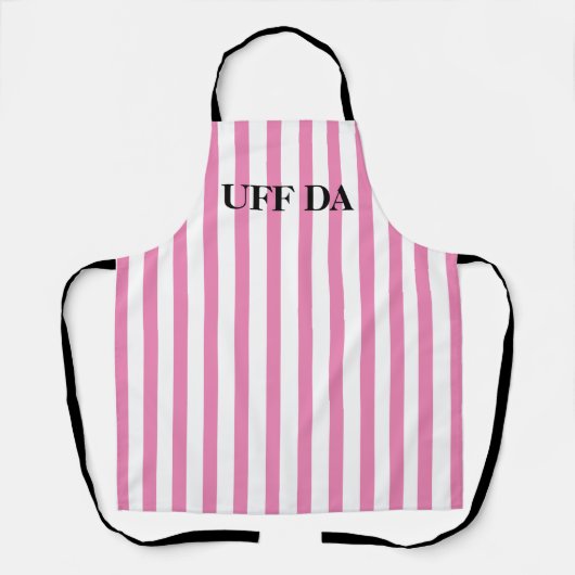 Roze gestripte Uff Da All-Over Print Apron Schort (Voorkant)