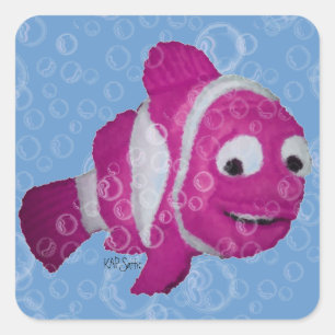 Roze gestripte vis vierkante sticker