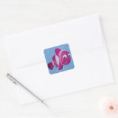 Roze gestripte vis vierkante sticker (Envelop)