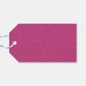 Roze gestructureerd oppervlak met wervelend patroo cadeaulabel (Achterkant Horizontaal)