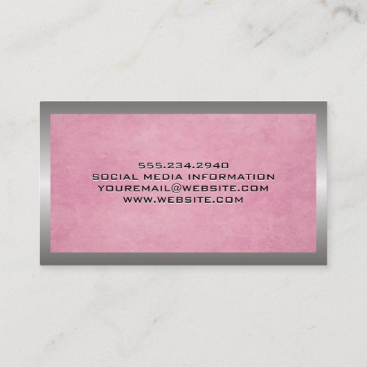 Roze gestructureerd | Visitekaartje Thuishammer-Lo (Achterkant)