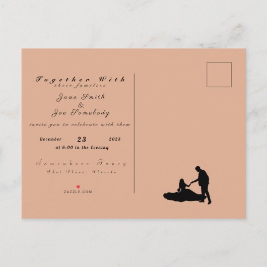 Roze gestructureerde stofprint uitnodiging briefkaart (Achterkant)