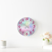 Roze getallen Unicorn Glitter Holograaf Ronde Klok (Huis)