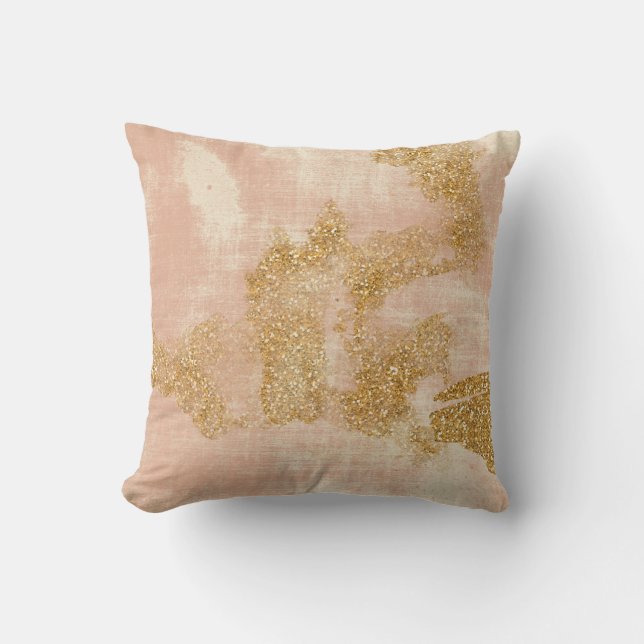 *~* Roze getextureerd goud gekleurd glitter Golden Kussen (Voorkant)