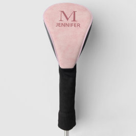 Roze getextureerd lederen monogram, gepersonalisee golfheadcover