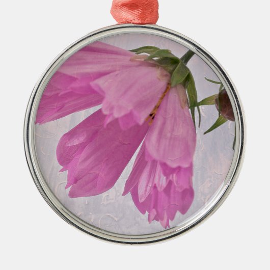 Roze getextureerde Cosmo-ventilator Metalen Ornament (Voorkant)