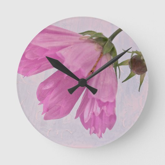 Roze getextureerde Cosmo-ventilator Ronde Klok (Voorkant)