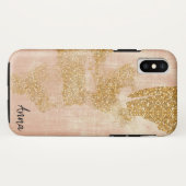 *~* Roze Getextureerde Gouden Glitter Vervaaide Go Case-Mate iPhone Case (Achterkant (horizontaal))