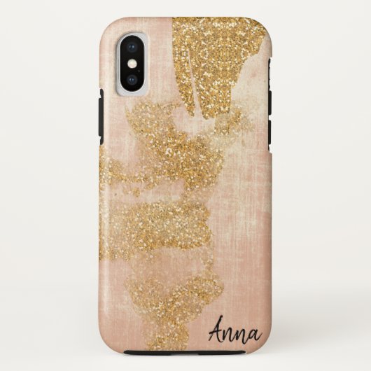*~* Roze Getextureerde Gouden Glitter Vervaaide Go Case-Mate iPhone Case (Achterkant)