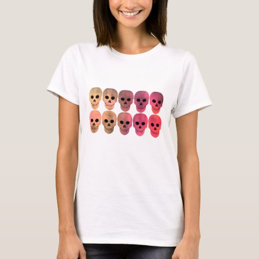 Roze getinte schedels t-shirt (Voorkant)