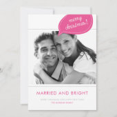 Roze Getrouwd en Bright Wedding Kerstfoto Feestdagenkaart (Voorkant)