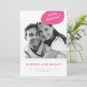 Roze Getrouwd en Bright Wedding Kerstfoto Feestdagenkaart (Staand voorkant)
