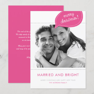 Roze Getrouwd en Bright Wedding Kerstfoto Feestdagenkaart