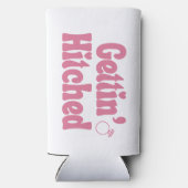 Roze "Gettin’ Hitched" vrijgezellenfeest Seltzer Blikjeskoeler (Achterkant)