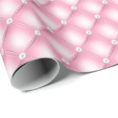 Roze getufte parels cadeaupapier (Rol Hoek)