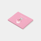 Roze geurflacon met gouden paardenbedeltje post-it® notes (Schuin)