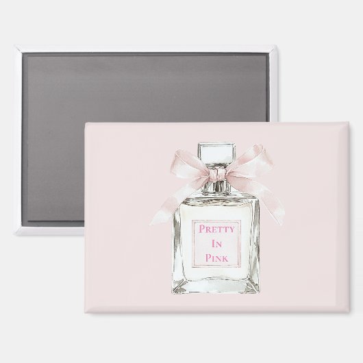 Roze Geurige Parfumfles Strik   Magneet (Voorkant / Achterkant)
