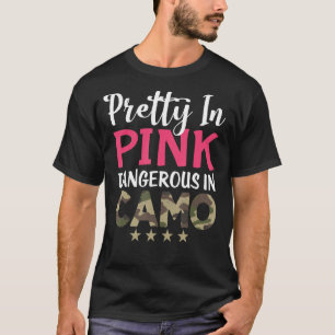  roze gevaarlijk bij de jacht op meisjes in Camo T-shirt