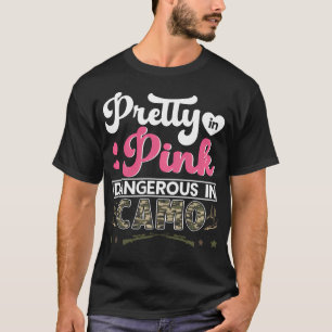 roze gevaarlijk in camojager t-shirt