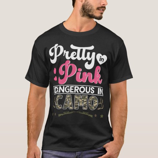 roze gevaarlijk in camojager t-shirt (Voorkant)
