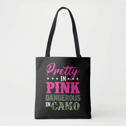  roze, gevaarlijke Camojager Vist meisje Tote Bag (Voorkant)