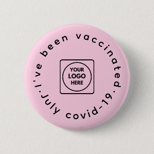 Roze gevaccineerd logo   Modern Covid-19-bewustzij Ronde Button 5,7 Cm