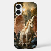 Roze gevederde eenhoorn Pegasus Sprookjeskunst Case-Mate iPhone Case (Achterkant)