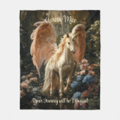 Roze gevederde eenhoorn Pegasus Woodland Magic Fleece Deken (Voorkant)