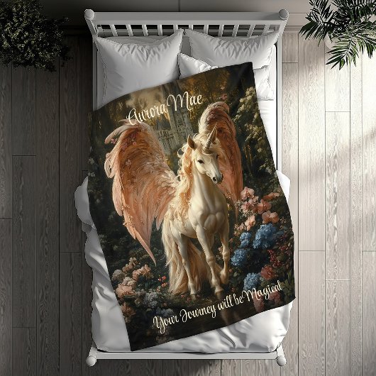 Roze gevederde eenhoorn Pegasus Woodland Magic Fleece Deken