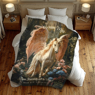 Roze gevederde eenhoorn Pegasus Woodland Magic Fleece Deken