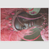 Roze gevederde kroon glamour decoupage tissuepapier (Voorkant)