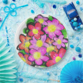 Roze geverfde bloemen papieren bordje (Feest)