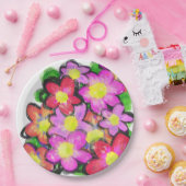 Roze geverfde bloemen papieren bordje (Feest)