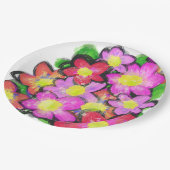 Roze geverfde bloemen papieren bordje (Gekanteld)