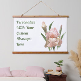 Roze, gevlekte Iris Flower Art, gepersonaliseerd Hangend Wandkleed
