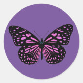 Roze Gevlekte Vlinder  Ronde Sticker (Voorkant)