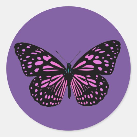 Roze Gevlekte Vlinder  Ronde Sticker (Voorkant)