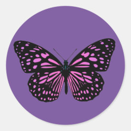 Roze Gevlekte Vlinder  Ronde Sticker