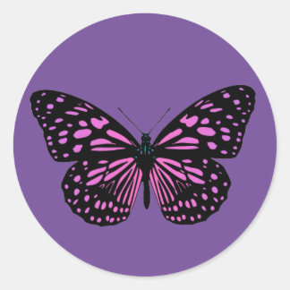 Roze Gevlekte Vlinder  Ronde Sticker