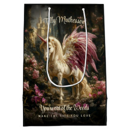 Roze gevleugeld bos Eenhoorn bos Medium Cadeauzakje