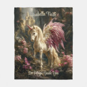 Roze gevleugeld eenhoorn bos fleece deken (Voorkant)