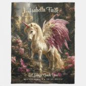 Roze gevleugeld eenhoorn bos fleece deken (Voorkant)