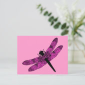 Roze gevleugelde dragonfly briefkaart (Staand voorkant)
