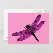Roze gevleugelde dragonfly briefkaart (Voorkant / Achterkant)