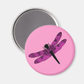 Roze gevleugelde dragonfly magneet (Voorkant / Achterkant)