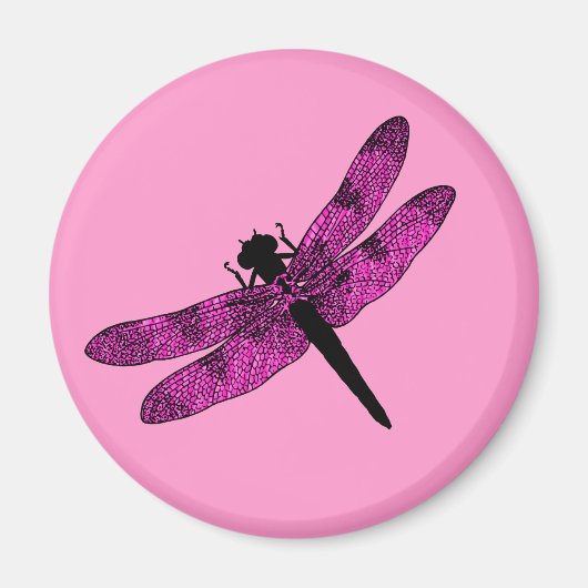 Roze gevleugelde dragonfly magneet (Voorkant)