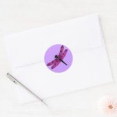 Roze gevleugelde dragonfly ronde sticker (Envelop)