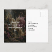 Roze gevleugelde eenhoorn bos aanmoediging briefkaart (Achterkant)