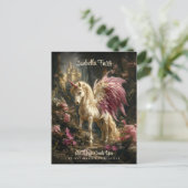 Roze gevleugelde eenhoorn bos aanmoediging briefkaart (Staand voorkant)